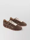 Hogan Low Top Suede Sneakers With Contrast Stitching
