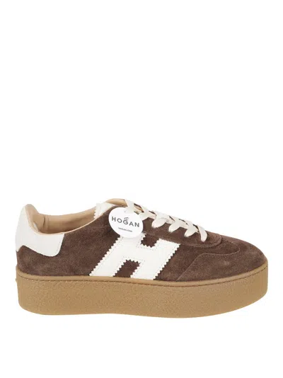 Hogan Low-top Suede Sneakers With Vintage-inspired Design In Brown