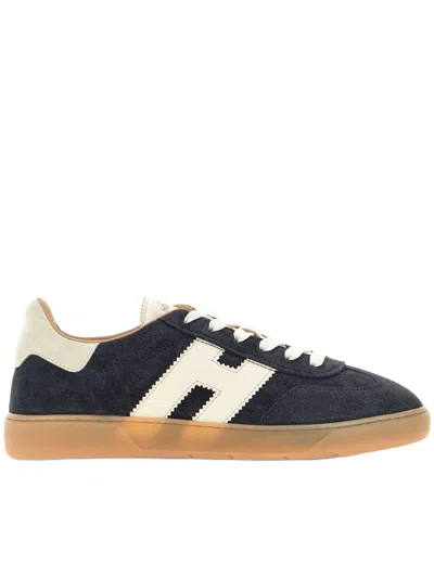 Hogan Low-top Suede Sneakers With Contrasting Accents In Blue