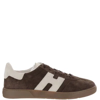 Hogan Low-top Suede Sneakers With Nappa Leather Details In Brown
