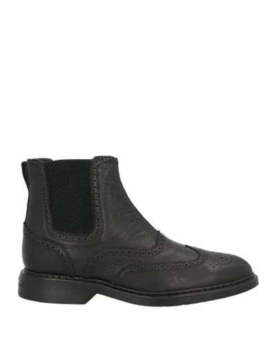 Hogan Man Ankle Boots Black Size 8.5 Leather, Textile Fibers
