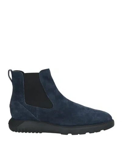 Hogan Man Ankle Boots Blue Size 10.5 Leather, Textile Fibers