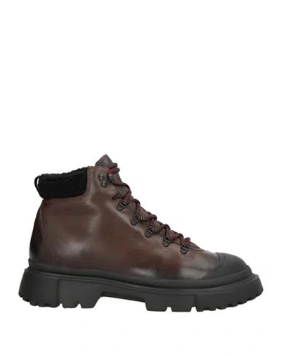 Hogan Man Ankle Boots Chocolate Brown Size 8 Leather