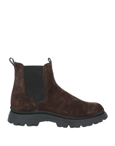 Hogan Man Ankle Boots Dark Brown Size 9 Leather In Multi