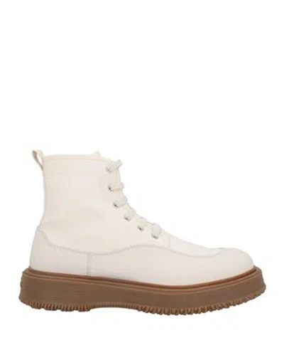 Hogan 3r Man Ankle Boots Off White Size 10 Textile Fibers, Leather
