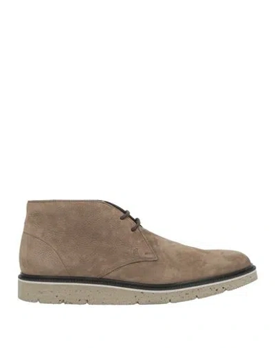 Hogan Man Ankle Boots Taupe Size 11 Leather In Brown