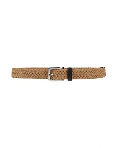 Hogan Man Belt Sand Size 39.5 Textile Fibers, Leather In Beige