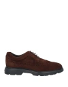 Hogan Man Lace-up Shoes Cocoa Size 7.5 Leather In Brown