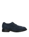 Hogan Man Lace-up Shoes Slate Blue Size 11 Soft Leather In Blue