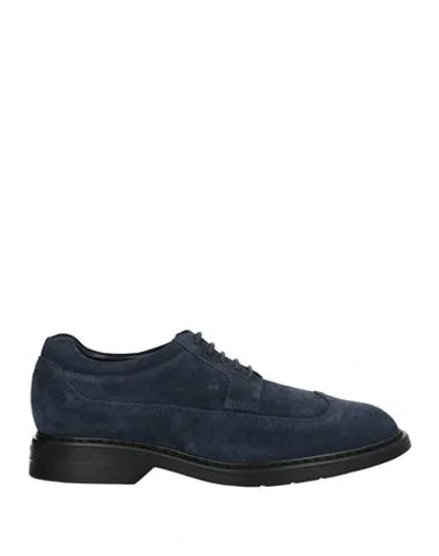 Hogan Man Lace-up Shoes Slate Blue Size 11 Soft Leather