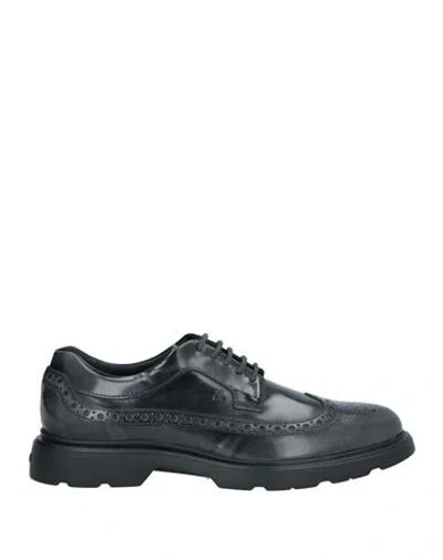 Hogan Man Lace-up Shoes Black Size 9 Leather In Grey