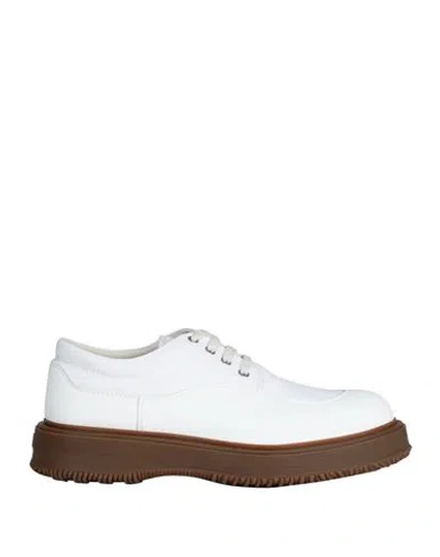 Hogan Man Lace-up Shoes White Size 9 Textile Fibers
