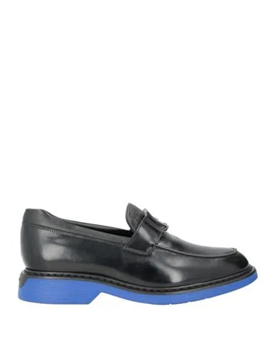 Hogan Man Loafers Black Size 7.5 Leather In Blue