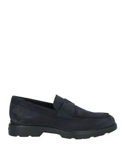 Hogan Man Loafers Midnight Blue Size 9 Soft Leather In Blue