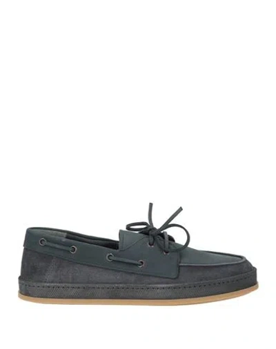 Hogan Man Loafers Slate Blue Size 8.5 Leather In Black