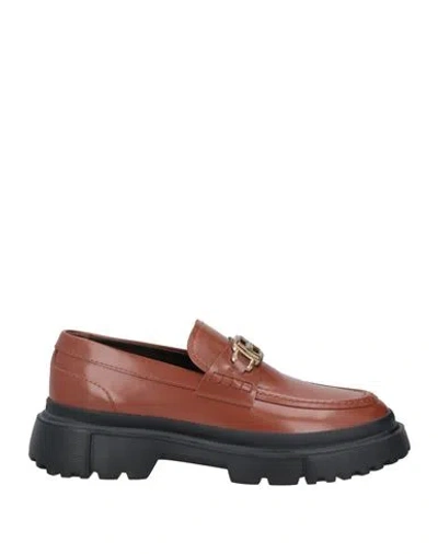 Hogan Man Loafers Tan Size 11.5 Leather In Brown