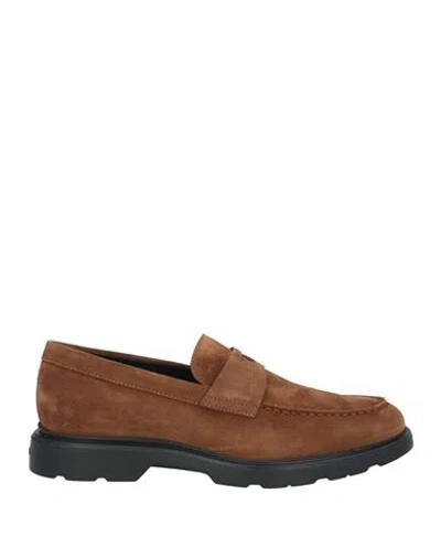 Hogan Man Loafers Tan Size 9 Soft Leather In Brown
