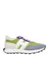 Hogan Man Sneakers Lime Green Size 8.5 Leather, Textile Fibers