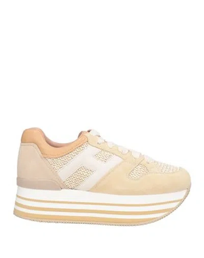 Hogan Man Sneakers Beige Size 4.5 Leather, Textile Fibers In Neutral