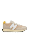 Hogan Man Sneakers Beige Size 8.5 Leather, Textile Fibers
