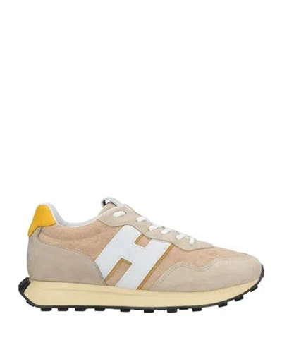 Hogan Man Sneakers Beige Size 8.5 Leather, Textile Fibers
