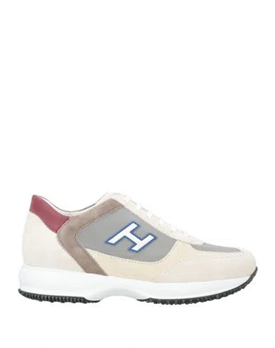 Hogan Man Sneakers Beige Size 9 Leather, Textile Fibers In Neutral
