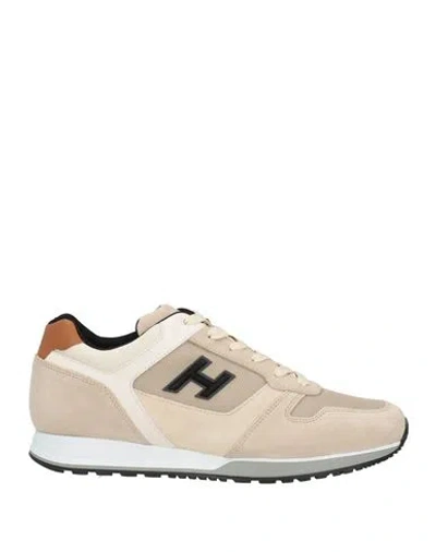 Hogan Man Sneakers Beige Size 8.5 Leather, Textile Fibers
