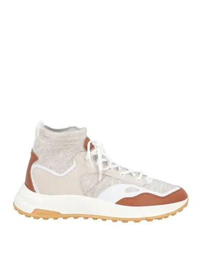 Hogan Man Sneakers Beige Size 9 Leather, Textile Fibers