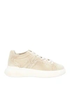 Hogan H580 Distressed-effect Low-top Canvas Sneakers In Beige