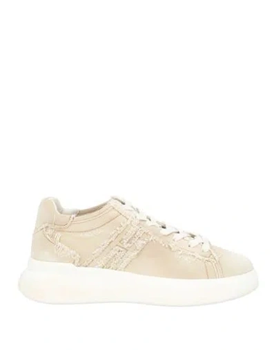 Hogan H580 Distressed-effect Low-top Canvas Sneakers In Beige