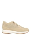 Hogan Man Sneakers Beige Size 9 Textile Fibers, Leather In Brown