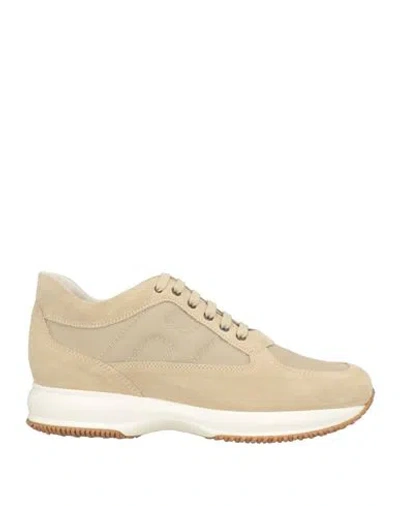 Hogan Man Sneakers Beige Size 9 Textile Fibers, Leather In Brown