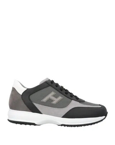 Hogan Man Sneakers Black Size 10.5 Leather, Textile Fibers In Multi
