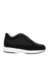 Hogan Man Sneakers Midnight Blue Size 9 Soft Leather In Black