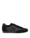 Hogan Man Sneakers Black Size 9 Leather, Textile Fibers In Black