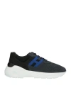 Hogan Man Sneakers Black Size 9 Leather, Textile Fibers In Black