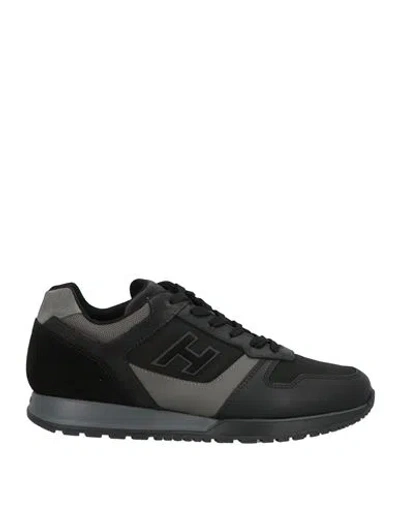Hogan Man Sneakers Black Size 9 Leather, Textile Fibers