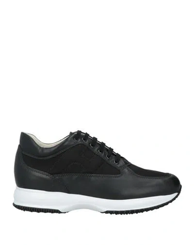 Hogan Man Sneakers Black Size 9 Leather, Textile Fibers