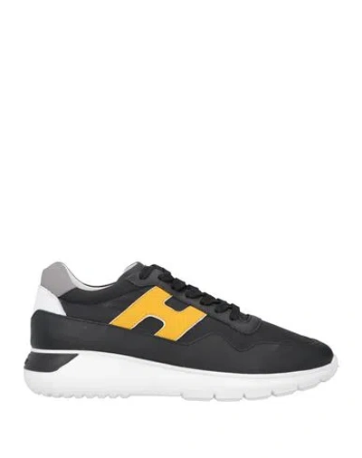 Hogan Man Sneakers Black Size 9 Leather, Textile Fibers