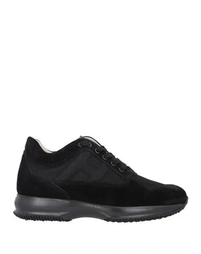 Hogan Man Sneakers Black Size 8 Leather, Textile Fibers