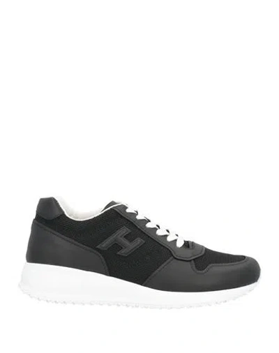 Hogan Man Sneakers Black Size 7.5 Leather, Textile Fibers