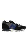 Hogan Man Sneakers Black Size 8 Leather, Textile Fibers In Black