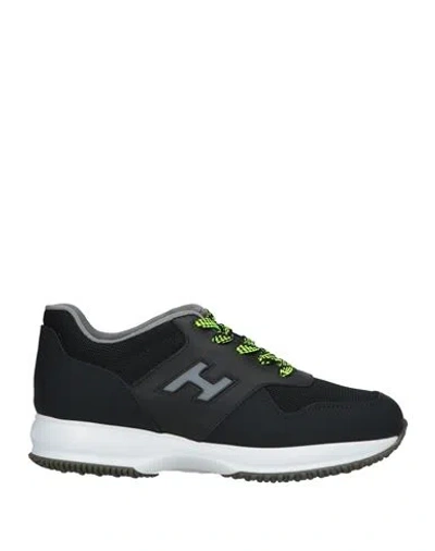 Hogan Man Sneakers Black Size 9 Leather, Textile Fibers