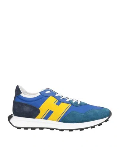 Hogan Man Sneakers Blue Size 7.5 Textile Fibers, Leather