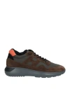 Hogan Man Sneakers Brown Size 7.5 Leather, Textile Fibers In Brown