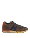 Hogan Man Sneakers Brown Size 6.5 Leather, Textile Fibers In Brown