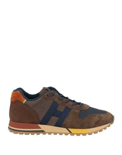 Hogan Man Sneakers Brown Size 6.5 Leather, Textile Fibers