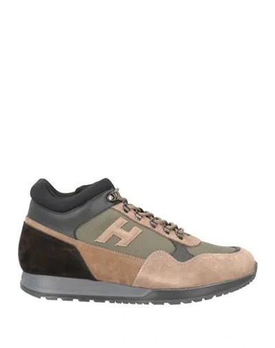 Hogan Man Sneakers Brown Size 8.5 Leather, Textile Fibers