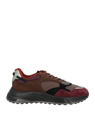 Hogan Man Sneakers Brown Size 9 Leather, Textile Fibers