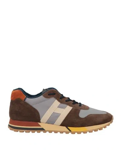Hogan Man Sneakers Brown Size 9 Leather, Textile Fibers